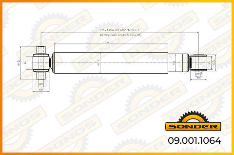 Амортизатор подвески O/O 482-801 d16x100/d20x50