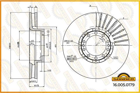 Диск тормозной 380*45*144 n10 RVI Midlum о.н 5010260218