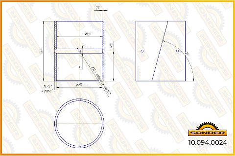 Втулка кронштейна балансира подвески прицепа 185/200 x 243 (синтетический полимер)