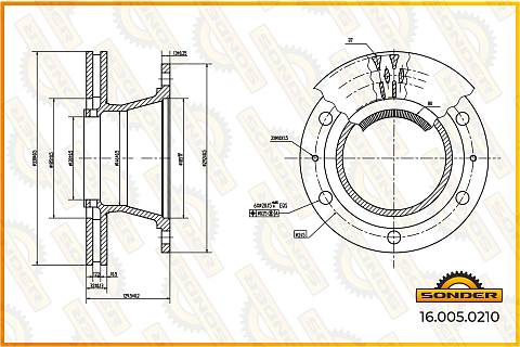Диск тормозной Iveco 330*185*129.5*32