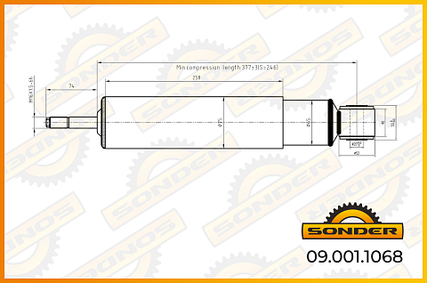 Амортизатор подвески I/O 385-635 d16x68/d20x50