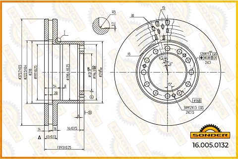 Диск тормозной 375*45*139.5 19.5 SKRB9019 (о.н.4079000701)