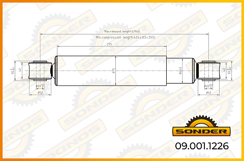 Амортизатор подвески перед. 423678 20*5020*50 ОO RVI Premium DXIVolvo FHFM
