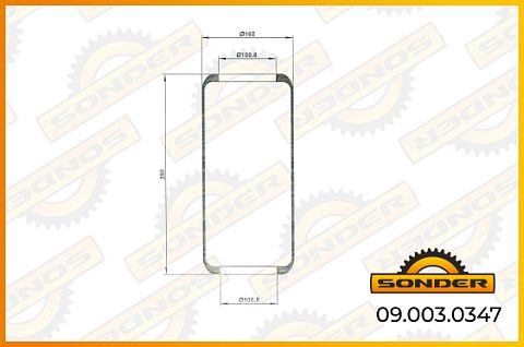 Пневморессора без стакана и крышки (чулок) 819N 350/160/100,8 Iveco/MB