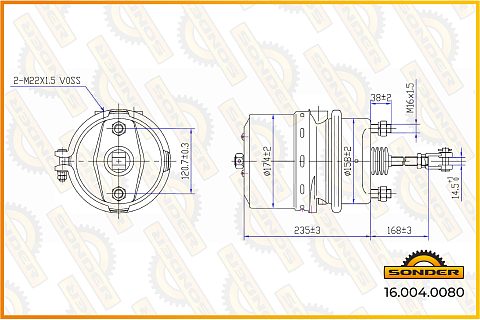 Энергоаккумулятор (дисковый тормоз) T24/24 Volvo аналог 9254810130 оппозит 02.06.2424.012