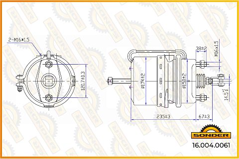 Энергоаккумулятор (кулачковый тормоз) TYPE24/24 replaces Wabco 9254310630