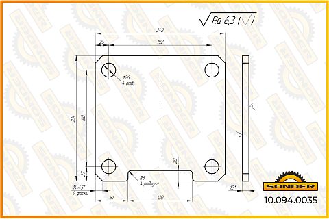 Пластина надрессорная 16т W-агр ресс (03.285.76.01.0)