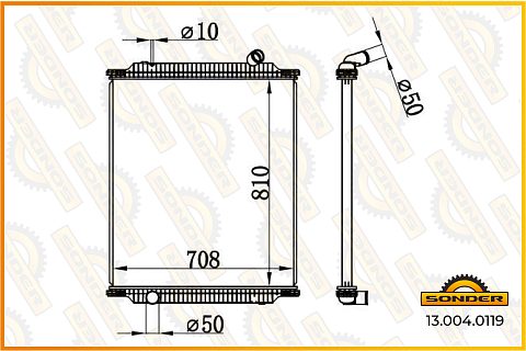 Радиатор охлаждения Premium 708*810*52 (00-) 420 dCi