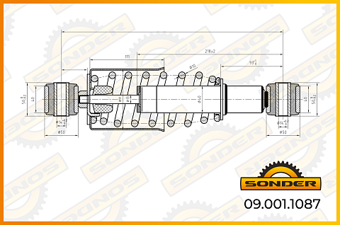 Амортизатор кабины задн. 288/330 14*50/14*50 O/O MB Atego/Axor