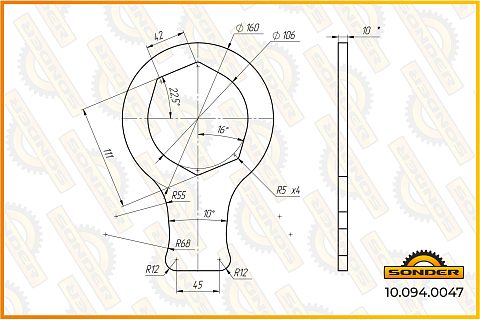 Ключ крышки ступицы SW110 H/K/N 10-12т