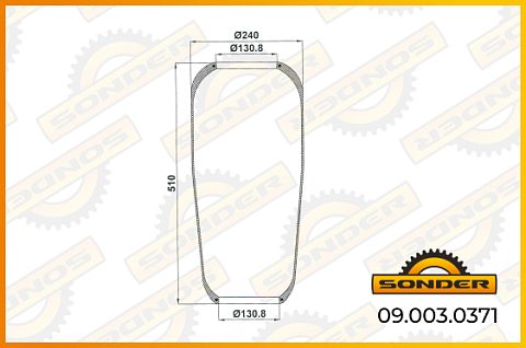 Пневморессора без стакана и крышки (чулок) 706N 510-240-130.8/130.8 MAN