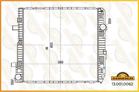 Радиатор 569х560х33 MB AtegoAtego2 1998- (7-15 ton)