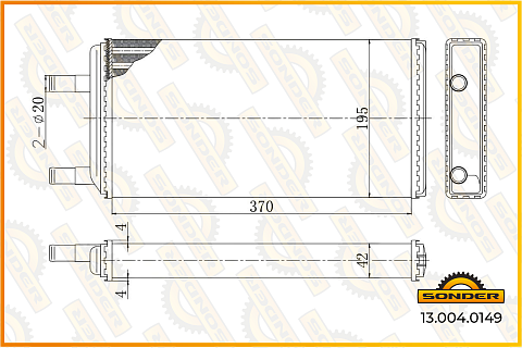 Радиатор отопителя Volvo F10-F16 85-91 г. 370 *188 *42