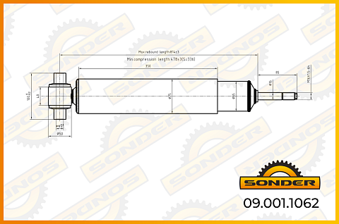 Амортизатор подвески O/I 479-815 d16x100/d16x88