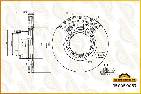 Диск тормозной с кольцом ABS 19,5 SI9 SAF