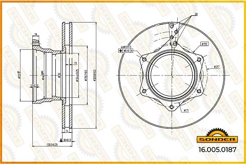 Диск тормозной MB задний 157*324*120,5*30 n6