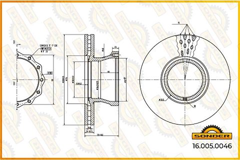 Диск тормозной MAN 330*34*124 о.н 81508030022