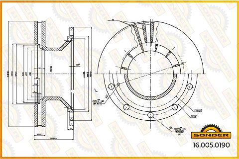 Диск тормозной BPW 10 отверстий 430*290*45*160 n10*22.5 (вентилируемый) под ABS
