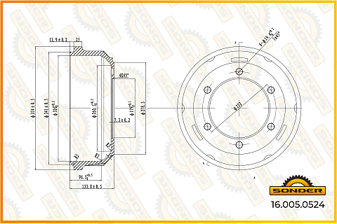 Барабан тормозной Premium Hyundai о.н. 527615H200