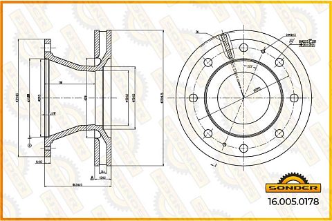 Диск тормозной 370*45*181,5 Iveco 7172930, 7172929