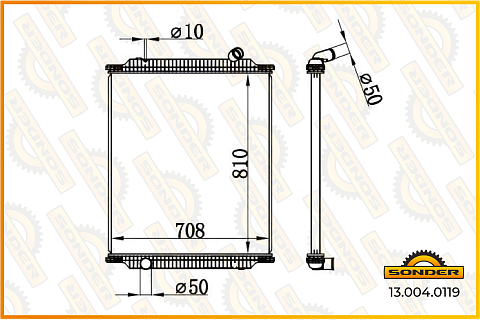 Радиатор охлаждения Premium 708*810*52 (00-) 420 dCi