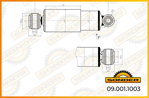 Амортизатор подвески O/O 276-386 d16x58/d16x58 горизонтальный