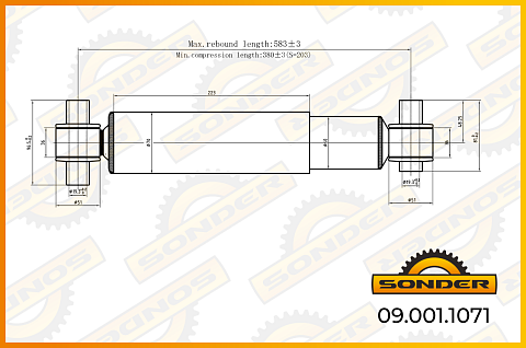 Амортизатор подвески O/O 377-588 d19x97/d19x82