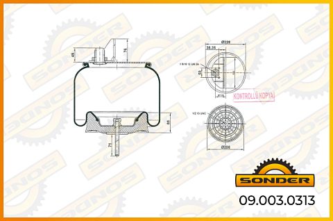 Подушка воздушная со стаканом; (1 штуц. / 1 шп.); Kenworth