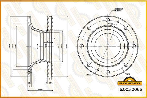 Диск тормозной Iveco 322*30*134